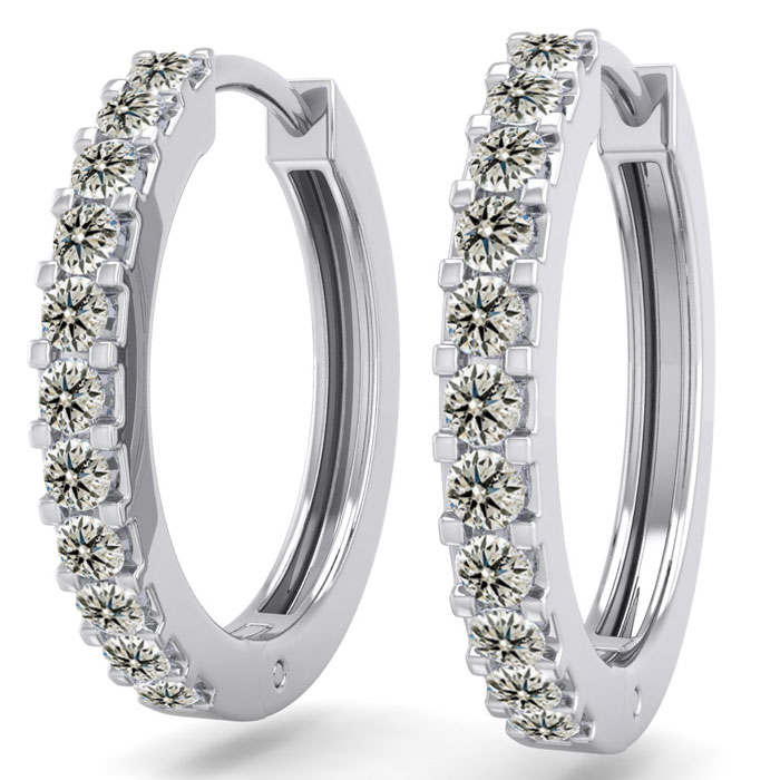 1/5 Carat Diamond Men's Hoop Earrings in 14K White Gold (2.10 g),  by SuperJeweler