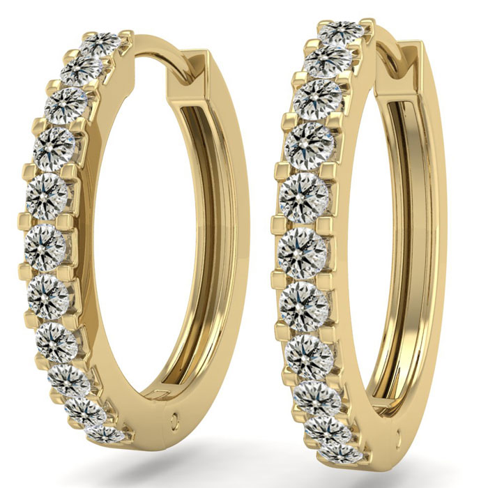 1/5 Carat Diamond Men's Hoop Earrings in 14K Yellow Gold (2.10 g),  by SuperJeweler