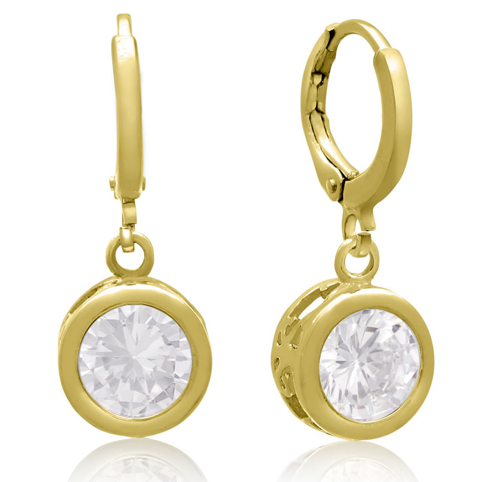 Swarovski Elements Crystal Bezel Set Drop Earrings in Yellow, 1 Inch by SuperJeweler