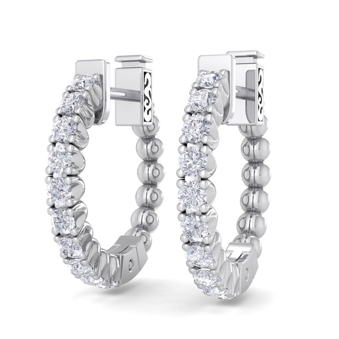 1/2 Carat Diamond Hoop Earrings in 14K White Gold (4.60 g), 1/2 Inch,  by SuperJeweler