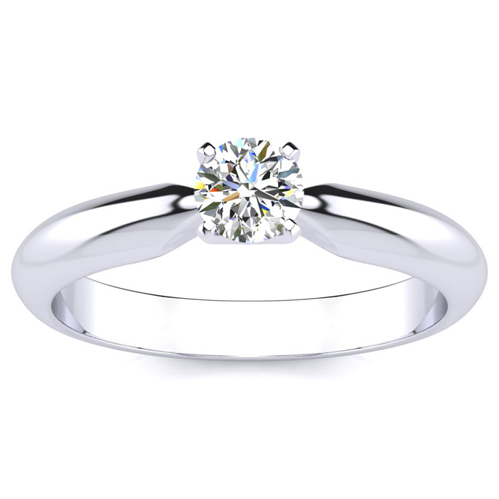 1/4 Carat Moissanite Solitaire Engagement Ring in 14K White Gold (2 g), E/F Color, Size 4 by SuperJeweler