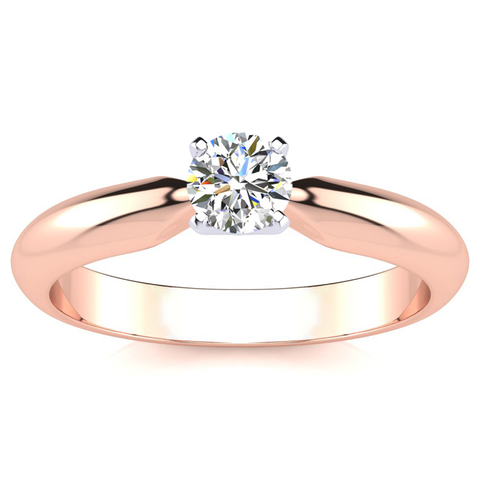 1/4 Carat Moissanite Solitaire Engagement Ring in 14K Rose Gold (2 g), E/F Color, Size 4 by SuperJeweler