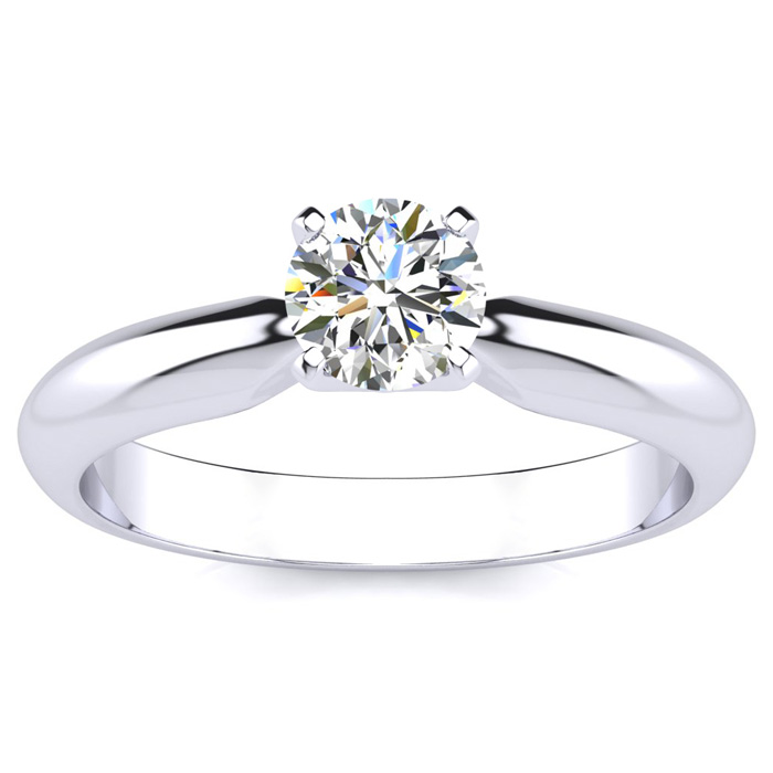 1/2 Carat Moissanite Solitaire Engagement Ring in 14K White Gold (2 g), E/F Color, Size 4 by SuperJeweler