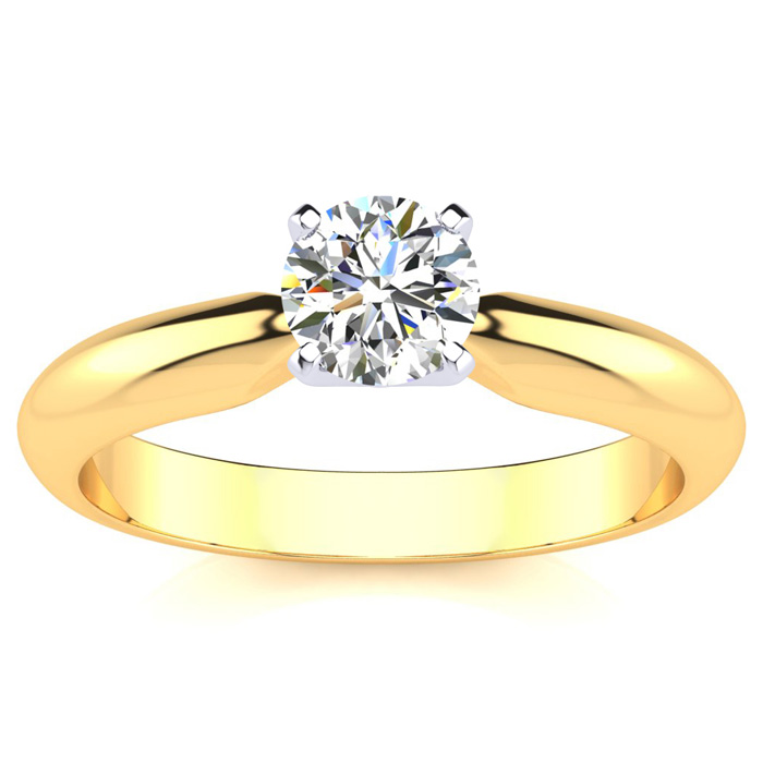 1/2 Carat Moissanite Solitaire Engagement Ring in 14K Yellow Gold (2 g), E/F Color, Size 4 by SuperJeweler