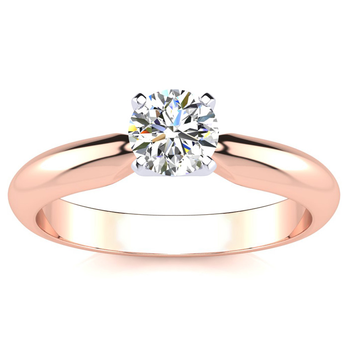 1/2 Carat Moissanite Solitaire Engagement Ring in 14K Rose Gold (2 g), E/F Color, Size 4 by SuperJeweler