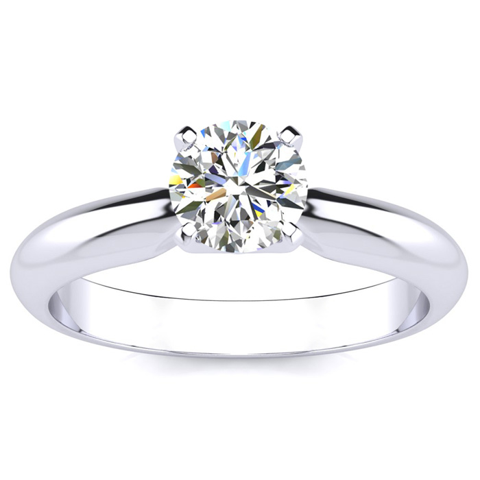 3/4 Carat Moissanite Solitaire Engagement Ring in 14K White Gold (2 g), E/F Color, Size 4 by SuperJeweler