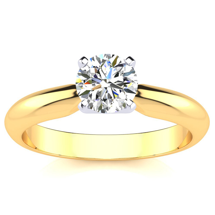 3/4 Carat Moissanite Solitaire Engagement Ring in 14K Yellow Gold (2 g), E/F Color, Size 4 by SuperJeweler