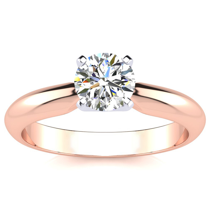 3/4 Carat Moissanite Solitaire Engagement Ring in 14K Rose Gold (2 g), E/F Color, Size 4 by SuperJeweler