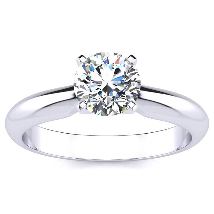 1 Carat Moissanite Solitaire Engagement Ring in 14K White Gold (2 g), E/F Color, Size 4 by SuperJeweler