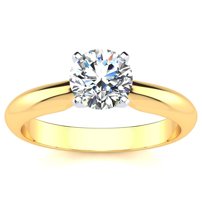 1 Carat Moissanite Solitaire Engagement Ring in 14K Yellow Gold (2 g), E/F Color, Size 4 by SuperJeweler