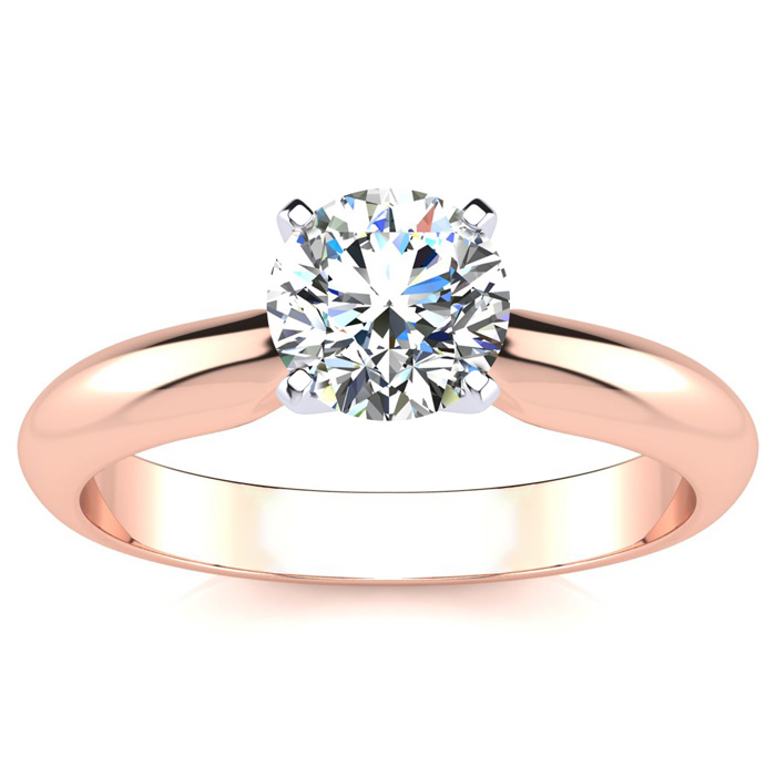 1 Carat Moissanite Solitaire Engagement Ring in 14K Rose Gold (2 g), E/F Color, Size 4 by SuperJeweler