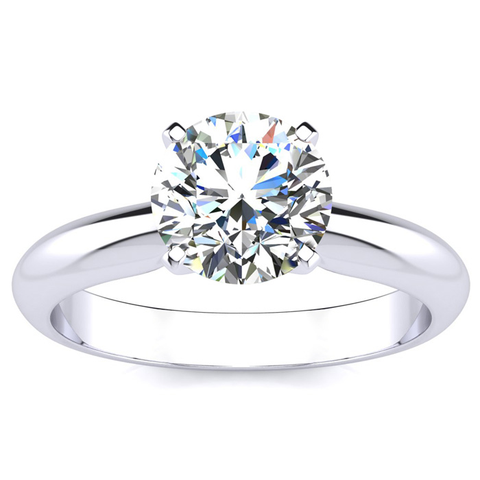 1.5 Carat Moissanite Solitaire Engagement Ring in 14K White Gold (2 g), E/F Color, Size 4 by SuperJeweler