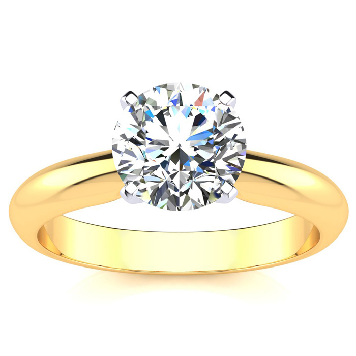 1.5 Carat Moissanite Solitaire Engagement Ring in 14K Yellow Gold (2 g), E/F Color, Size 4 by SuperJeweler