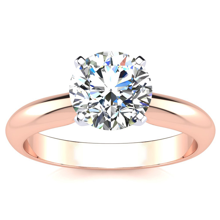 1.5 Carat Moissanite Solitaire Engagement Ring in 14K Rose Gold (2 g), E/F Color, Size 4 by SuperJeweler