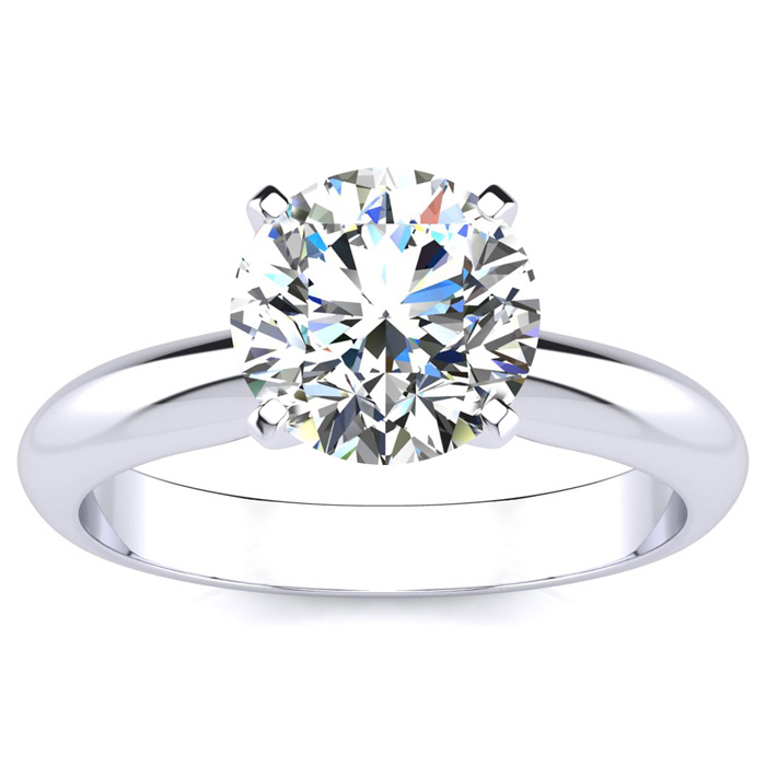 2 Carat Moissanite Solitaire Engagement Ring in 14K White Gold (2 g), E/F Color, Size 4 by SuperJeweler