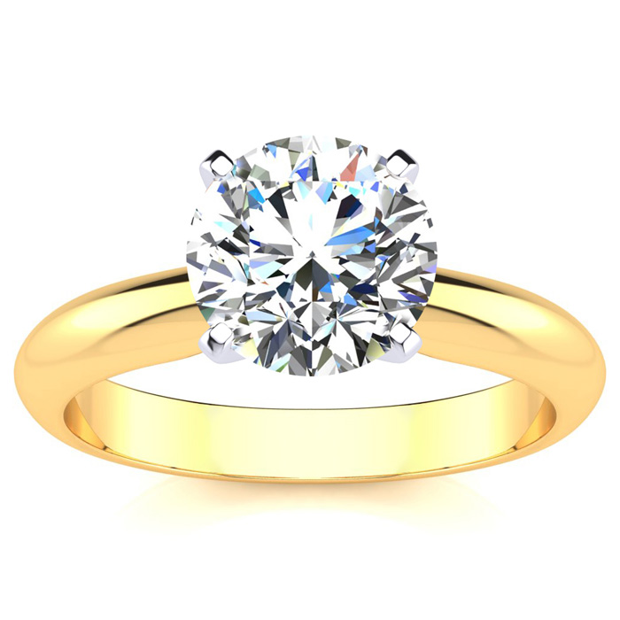 2 Carat Moissanite Solitaire Engagement Ring in 14K Yellow Gold (2 g), E/F Color, Size 4 by SuperJeweler