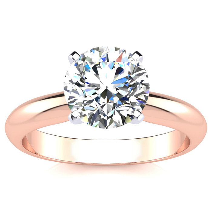 2 Carat Moissanite Solitaire Engagement Ring in 14K Rose Gold (2 g), E/F Color, Size 4 by SuperJeweler