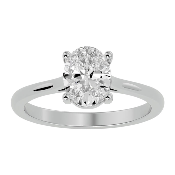 1 Carat Oval Shape Moissanite Solitaire Engagement Ring in 14K White Gold (2 g), E/F Color, Size 4 by SuperJeweler