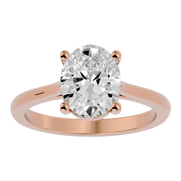 2.5 Carat Oval Shape Moissanite Solitaire Engagement Ring in 14K Rose Gold (2 g), E/F Color, Size 4 by SuperJeweler