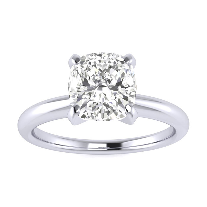 1.5 Carat Cushion Cut Moissanite Solitaire Engagement Ring In 14K White Gold (2 G), E/F By SuperJeweler