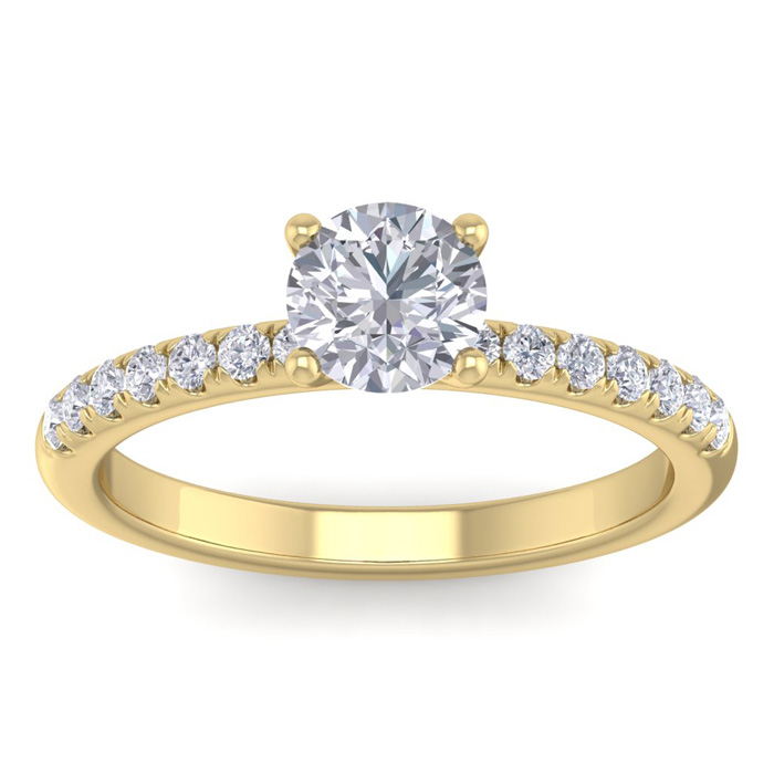 1 Carat Round Shape Classic Diamond Engagement Ring In 14K Yellow Gold (3 G) (H-I, SI2-I1) By SuperJeweler
