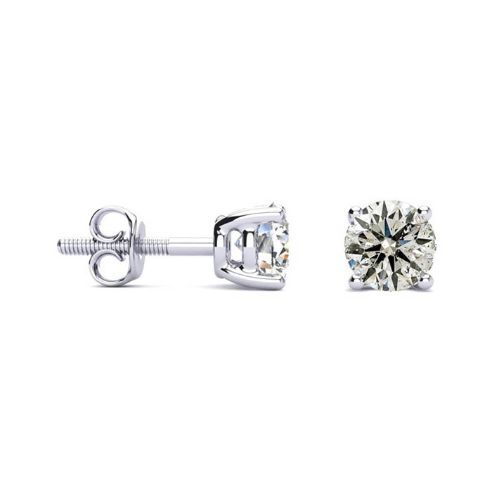 Nearly 3/4 Carat Colorless Diamond Stud Earrings in 14K White Gold (F-G Color, I2) by SuperJeweler