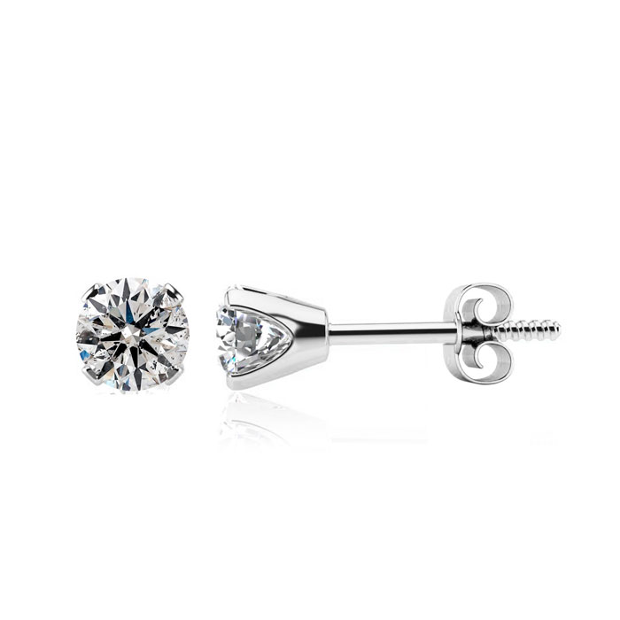 Nearly 1/2 Carat Colorless Diamond Stud Earrings in 14K White Gold (.7 Grams) (F-G Color, I2) by SuperJeweler