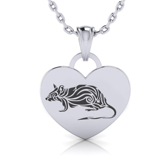 Sterling Silver Heart Tag Necklace w/ Free Chinese New Year 2020 Image & Custom Engraving, 18 Inches by SuperJeweler