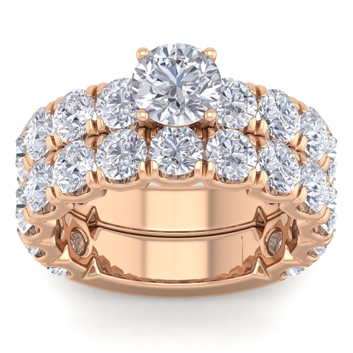 6 Carat Round Shape Diamond Bridal Ring Set in 14K rose Gold (10 g) (  SI2-I1)  Size 7 by SuperJeweler