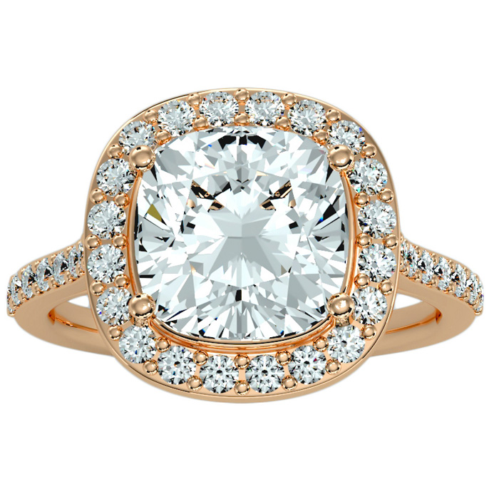 5 Carat Cushion Cut Halo Diamond Engagement Ring in 14K rose Gold (5.70 g) (  I1-I2 Clarity Enhanced) by SuperJeweler