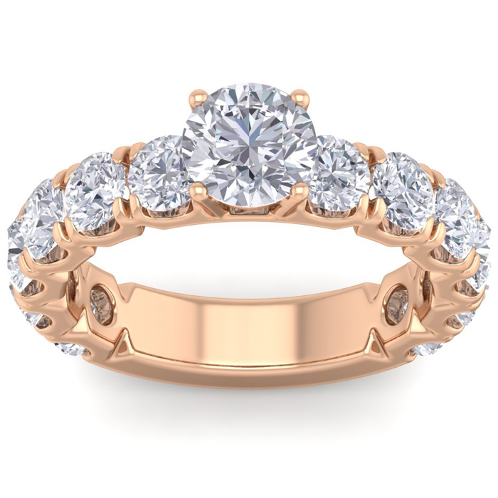 3 1/2 Carat Round Shape Diamond Engagement Ring in 14K rose Gold 