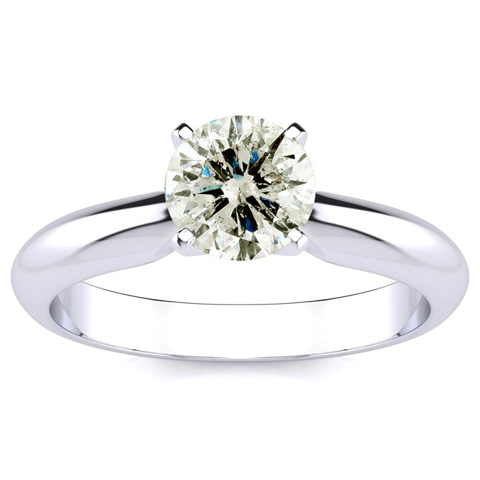 1.10 Carat Diamond Solitaire Engagement Ring in 14K White Gold (1.5 g) (,  Clarity Enhanced), Size 10 by SuperJeweler