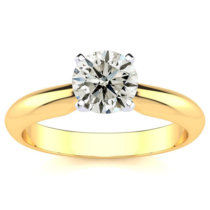 1.10 Carat Diamond Solitaire Engagement Ring in 14K Yellow Gold (2.0 g) (,  Clarity Enhanced), Size 3.5 by SuperJeweler