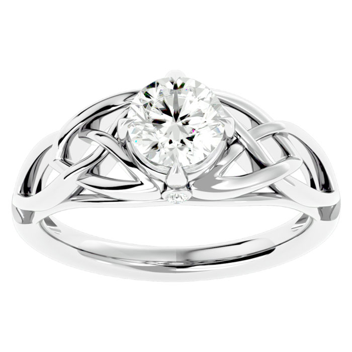 1 Carat Celtic Love Knot Moissanite Engagement Ring in 14K White Gold (4.30 g), E/F Color, Size 4 by SuperJeweler