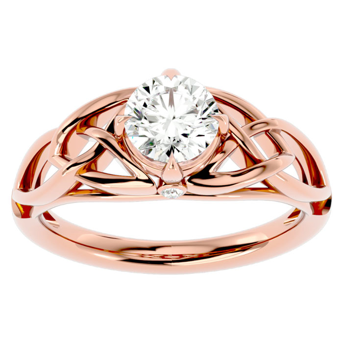 1 Carat Celtic Love Knot Moissanite Engagement Ring in 14K Rose Gold (4.30 g), E/F Color, Size 4 by SuperJeweler