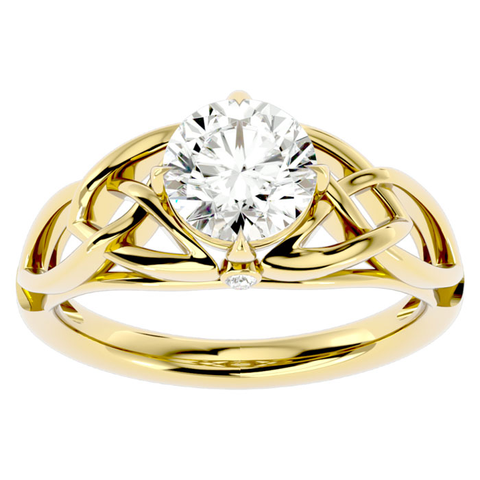 1.5 Carat Celtic Love Knot Moissanite Engagement Ring in 14K Yellow Gold (4.60 g), E/F Color, Size 4 by SuperJeweler