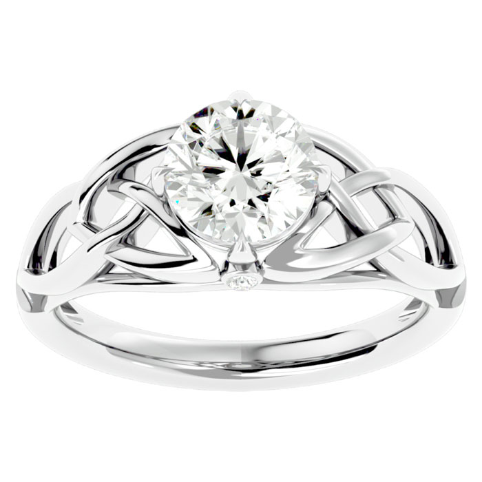 1.5 Carat Celtic Love Knot Diamond Engagement Ring in 14K White Gold (4.60 g) (