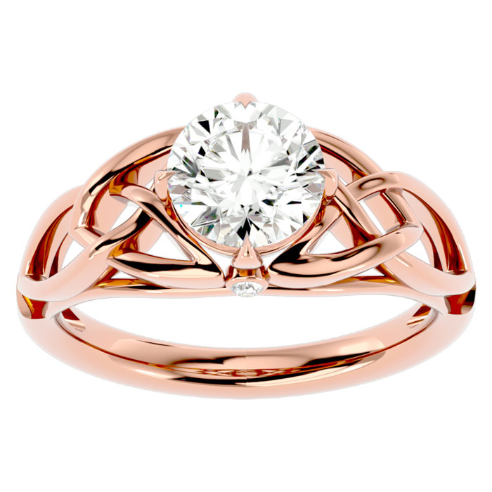 1.5 Carat Celtic Love Knot Diamond Engagement Ring in 14K Rose Gold (4.60 g) (