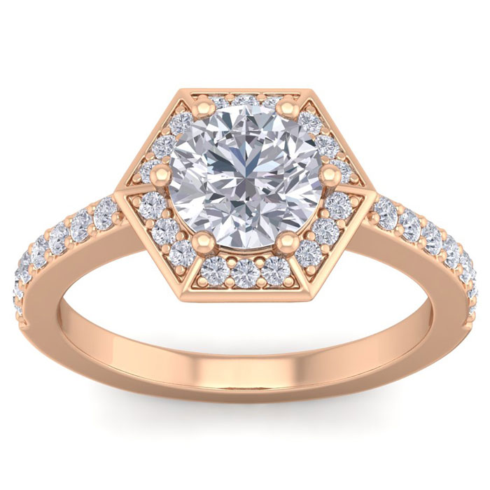 2.5 Carat Halo Diamond Engagement Ring in 14K Rose Gold (3.90 g) (  SI2-I1)  Size 4.5 by SuperJeweler