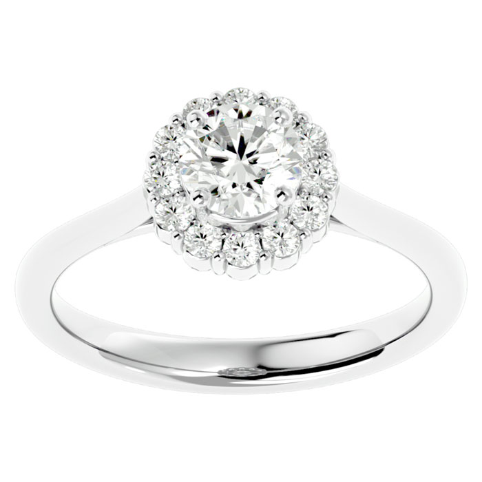 1 Carat Halo Moissanite Engagement Ring in 14K White Gold (3.80 g), E/F Color, Size 4 by SuperJeweler