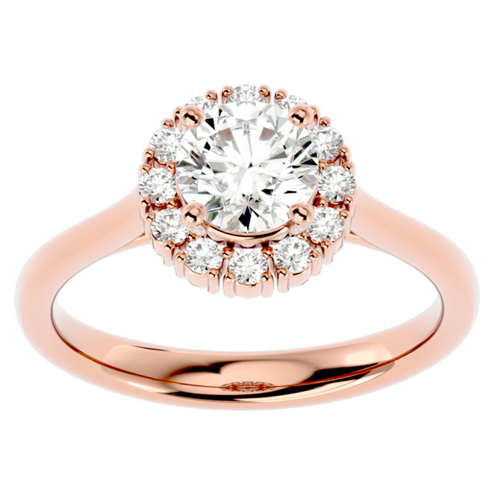 1 1/3 Carat Halo Moissanite Engagement Ring in 14K Rose Gold (4 g), E/F Color, Size 4 by SuperJeweler