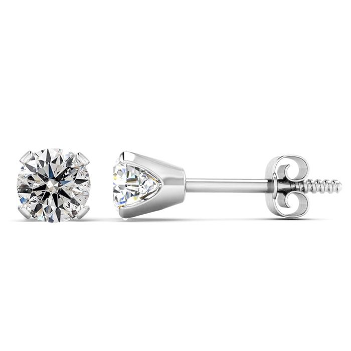 Almost 3/4 Carat Round Diamond Stud Earrings in 14K White Gold (1.2 Grams) (F-G Color, ) by SuperJeweler