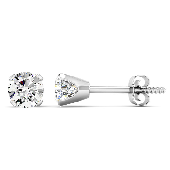 1 Carat Moissanite Screw Back Stud Earrings in 14K White Gold by SuperJeweler