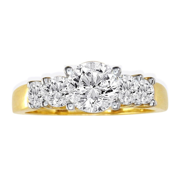 3/4 Carat Diamond Engagement Ring w/ 1/3 Carat Center Diamond in 14k Yellow Gold (5.5 g) (, SI2-I1), Size 4 by SuperJeweler