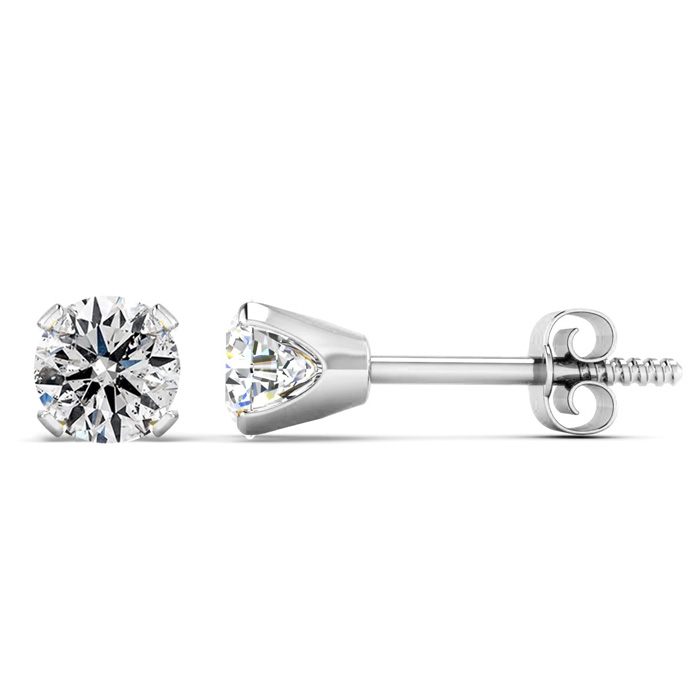 1/2 Carat Stud Earrings in 14K White Gold (1.2 Grams) (, ) by SuperJeweler