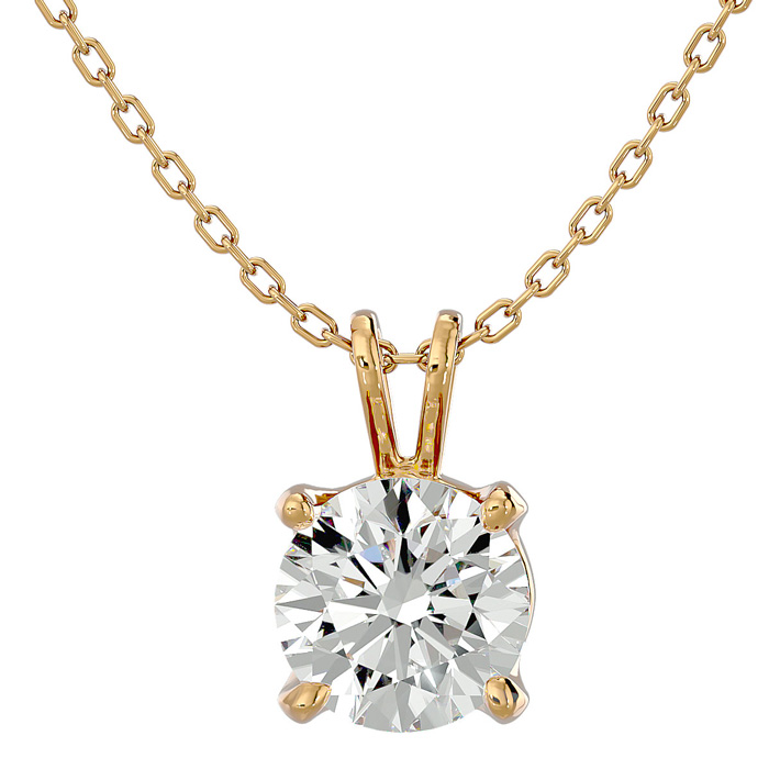 1 Carat Moissanite Necklace in Solid 14K Yellow Gold, 18 Inch Chain in Sterling Silver by SuperJeweler
