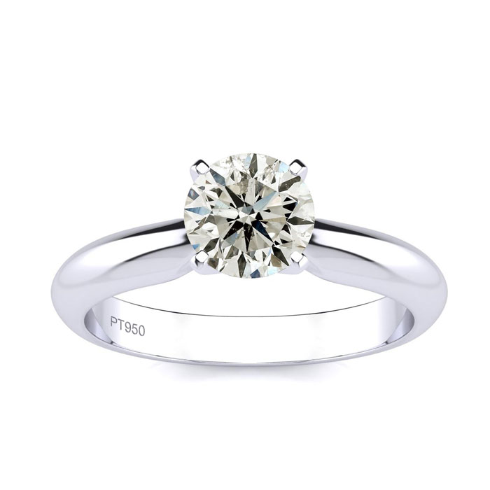 1 Carat Round Diamond Solitaire Ring in Platinum (E-F, I2 Clarity Enhanced), Size 10 by SuperJeweler