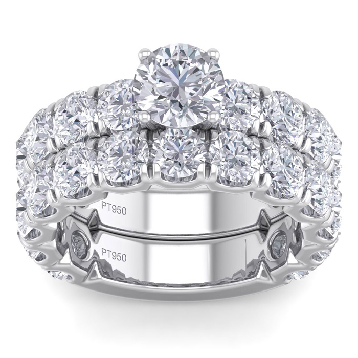 6 Carat Round Shape Diamond Bridal Ring Set in Platinum (  I1-I2 Clarity Enhanced) by SuperJeweler