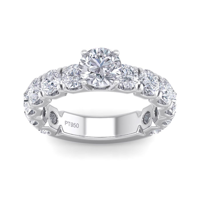 3 1/2 Carat Round Shape Diamond Engagement Ring in Platinum (