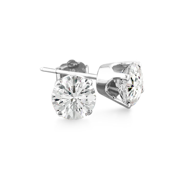 2 Carat Moissanite Stud Earrings Set in Sterling Silver, Diamond Equivalent G-H Color, VS1-VS2 by SuperJeweler